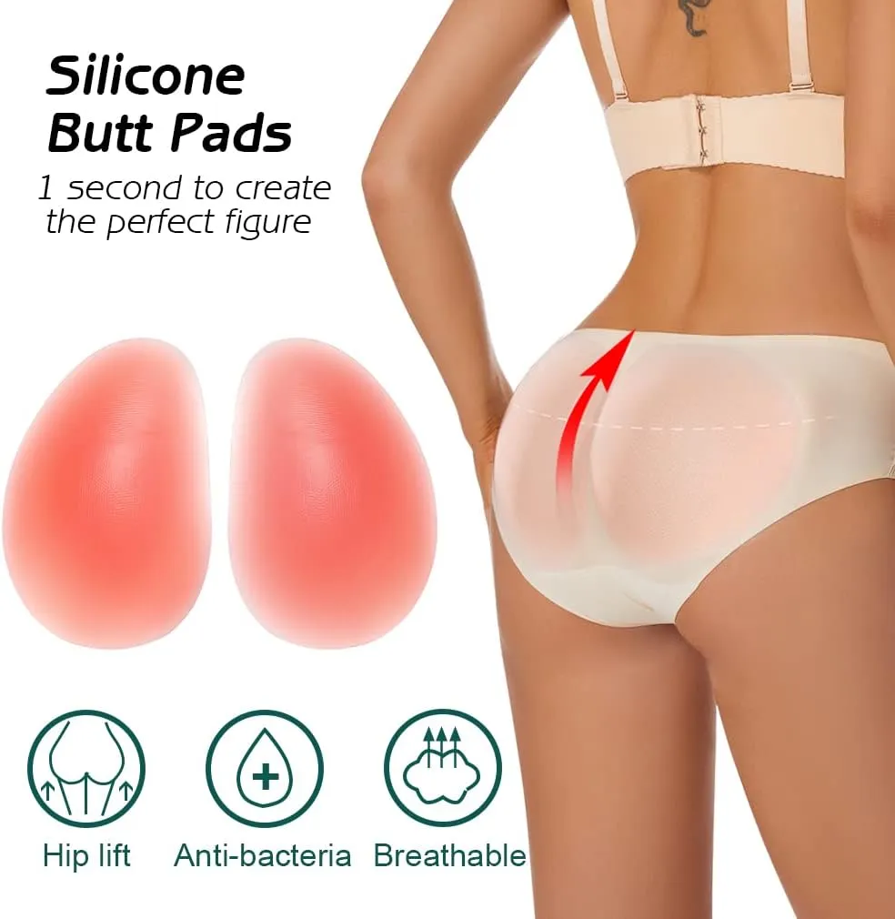 1 Pair Silicone Butt Lift Pads,Women Fake Buttocks Enhancers Inserts Removable Padding for Padded