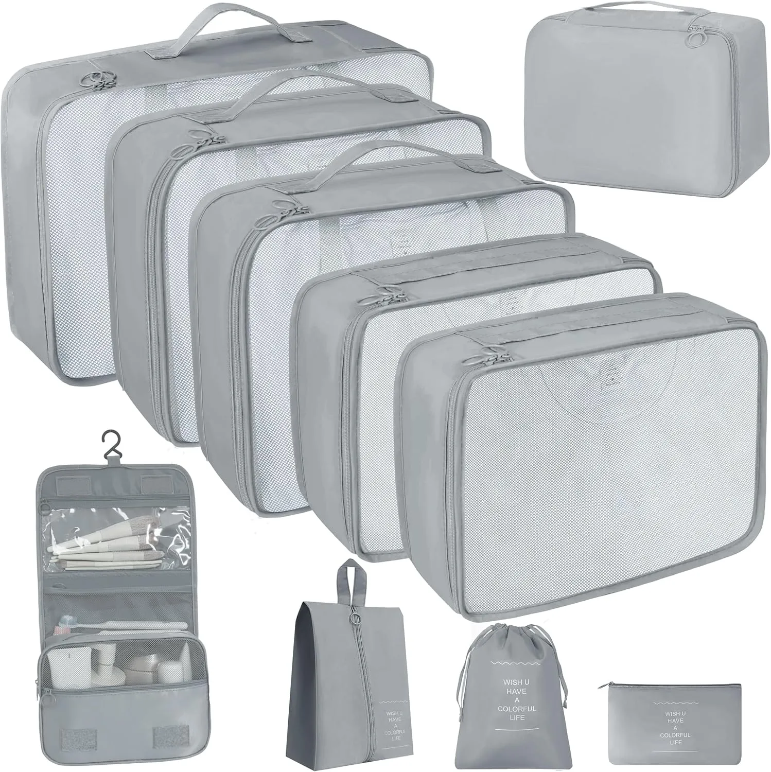 10 Pcs Set Packing Cubes - Travel Packing Organizers, Expandable Suitcase Organizer, Luggage Organizer Bags