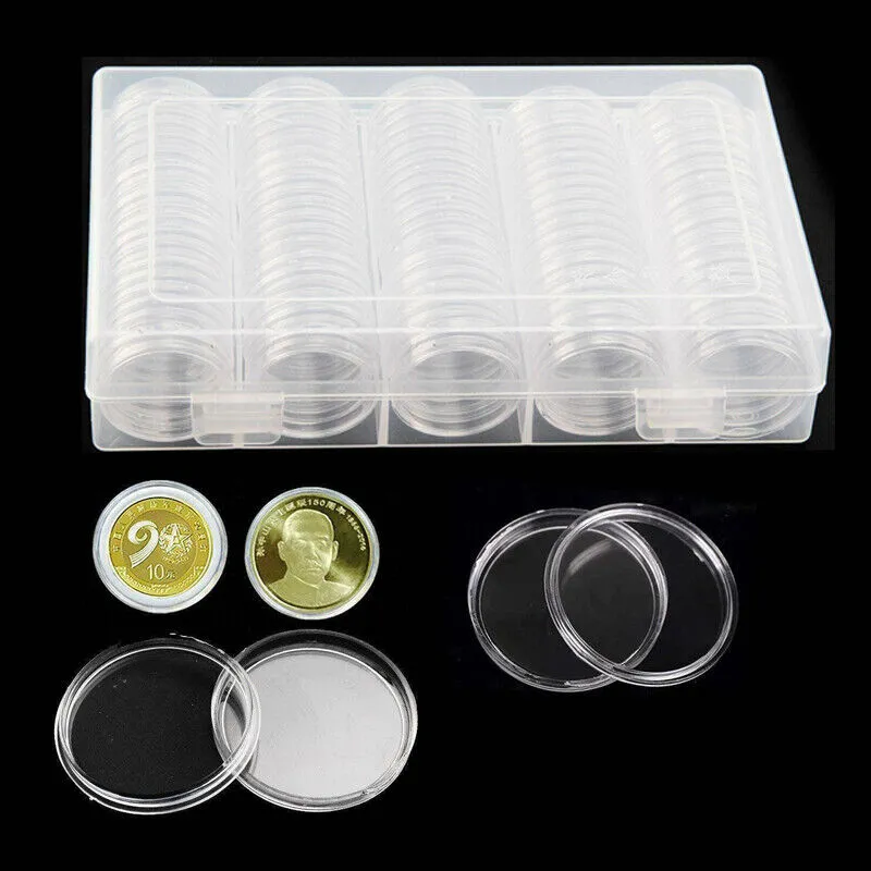100PCS Australian Coin Collection Round Storage Cases Capsules Holder Album NEW