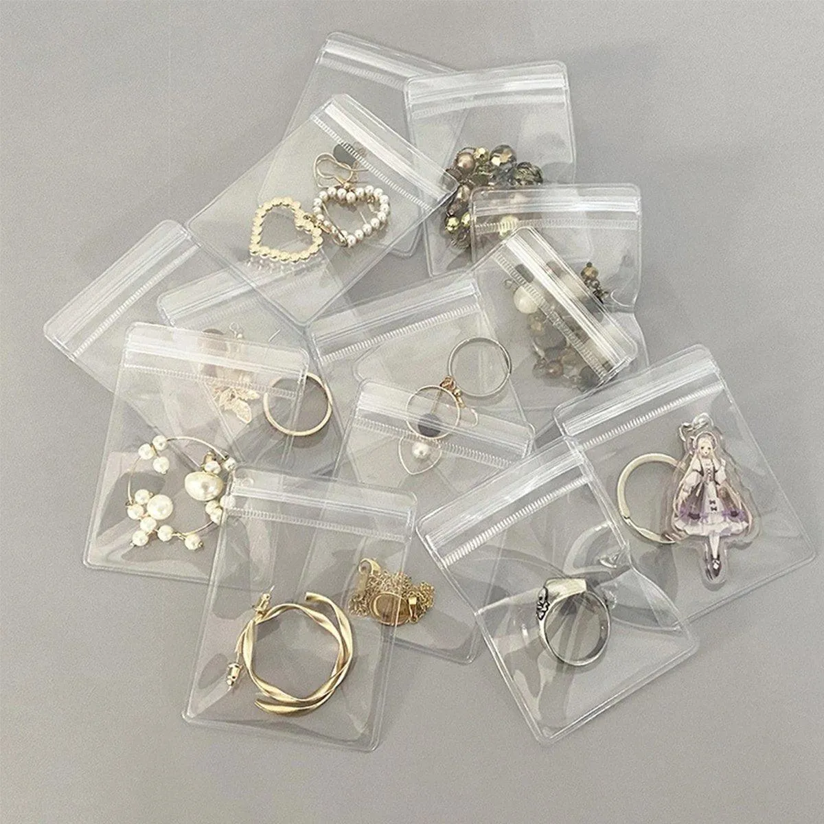 100pcs PVC Self-Sealing Jewelry Bags Anti-Oxidation Storage Dustproof Bags