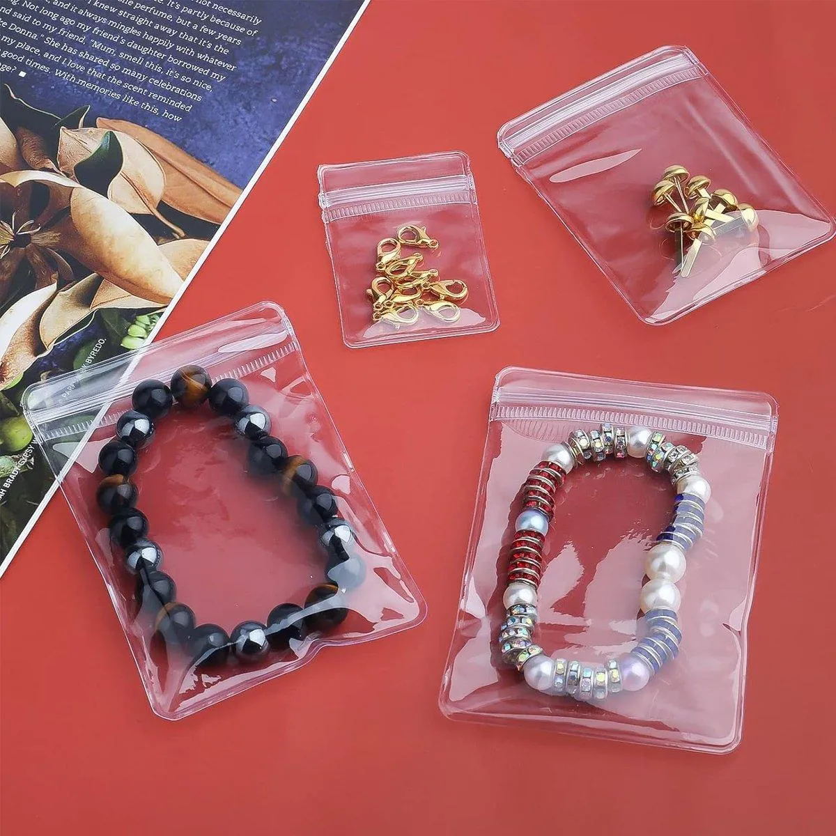 100pcs PVC Self-Sealing Jewelry Bags Anti-Oxidation Storage Dustproof Bags