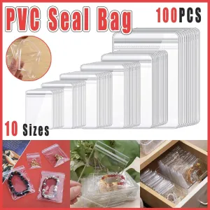 100pcs PVC Self-Sealing Jewelry Bags Anti-Oxidation Storage Dustproof Bags