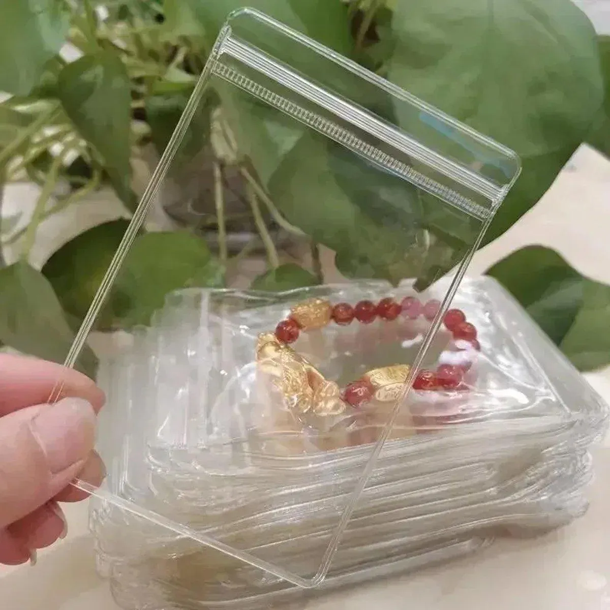 100pcs PVC Self-Sealing Jewelry Bags Anti-Oxidation Storage Dustproof Bags