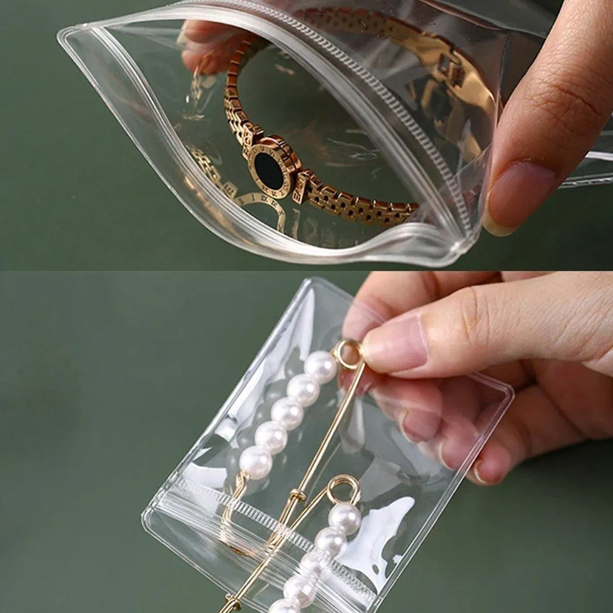 100pcs PVC Self-Sealing Jewelry Bags Anti-Oxidation Storage Dustproof Bags