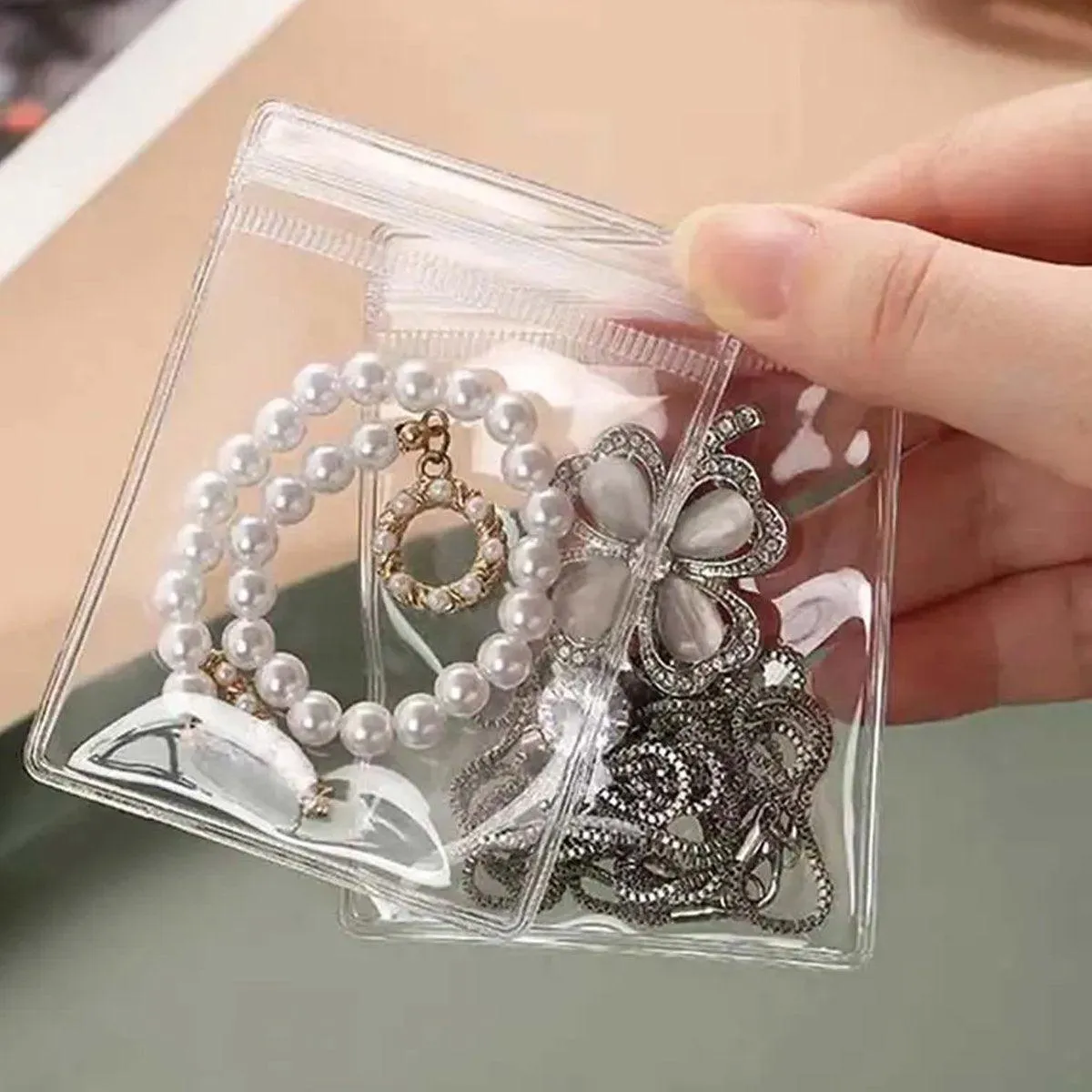 100pcs PVC Self-Sealing Jewelry Bags Anti-Oxidation Storage Dustproof Bags