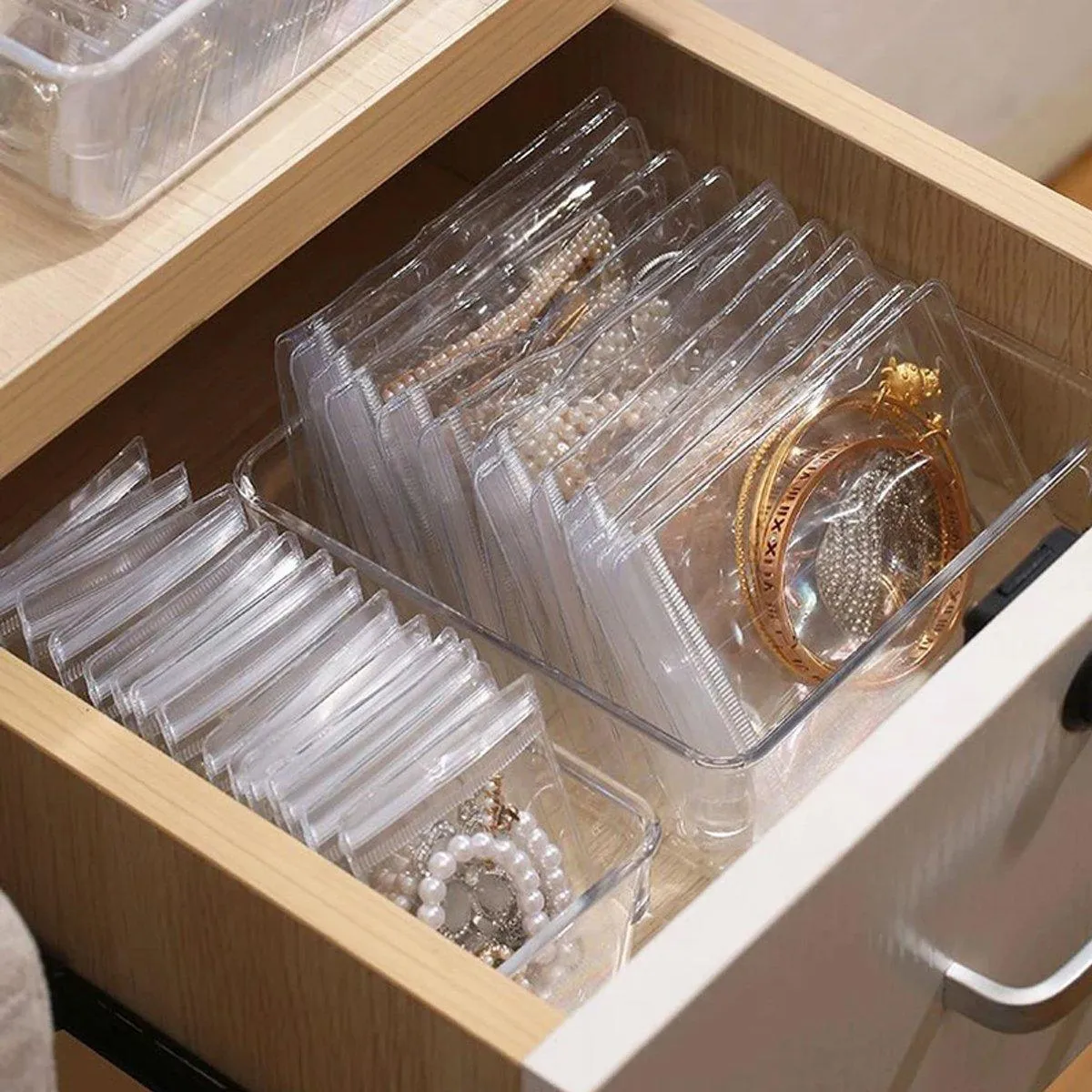 100pcs PVC Self-Sealing Jewelry Bags Anti-Oxidation Storage Dustproof Bags