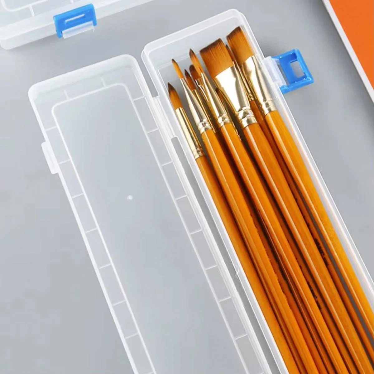10PCS Clear Brush Storage Box for Gouache Watercolor Oil Painting Pen Holder Box