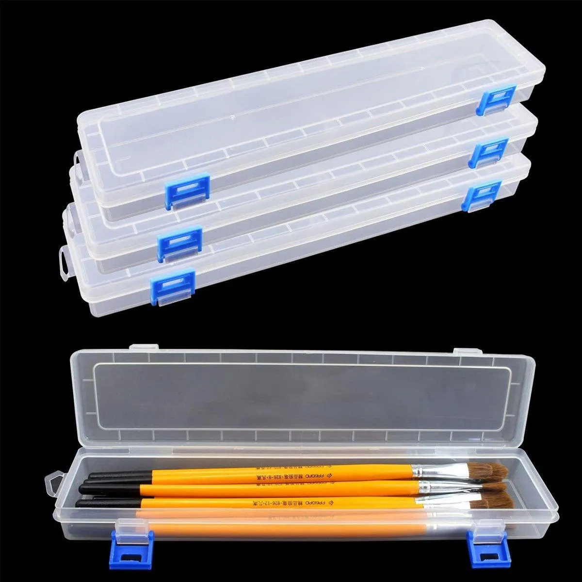 10PCS Clear Brush Storage Box for Gouache Watercolor Oil Painting Pen Holder Box