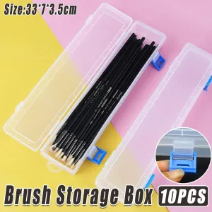 10PCS Clear Brush Storage Box for Gouache Watercolor Oil Painting Pen Holder Box