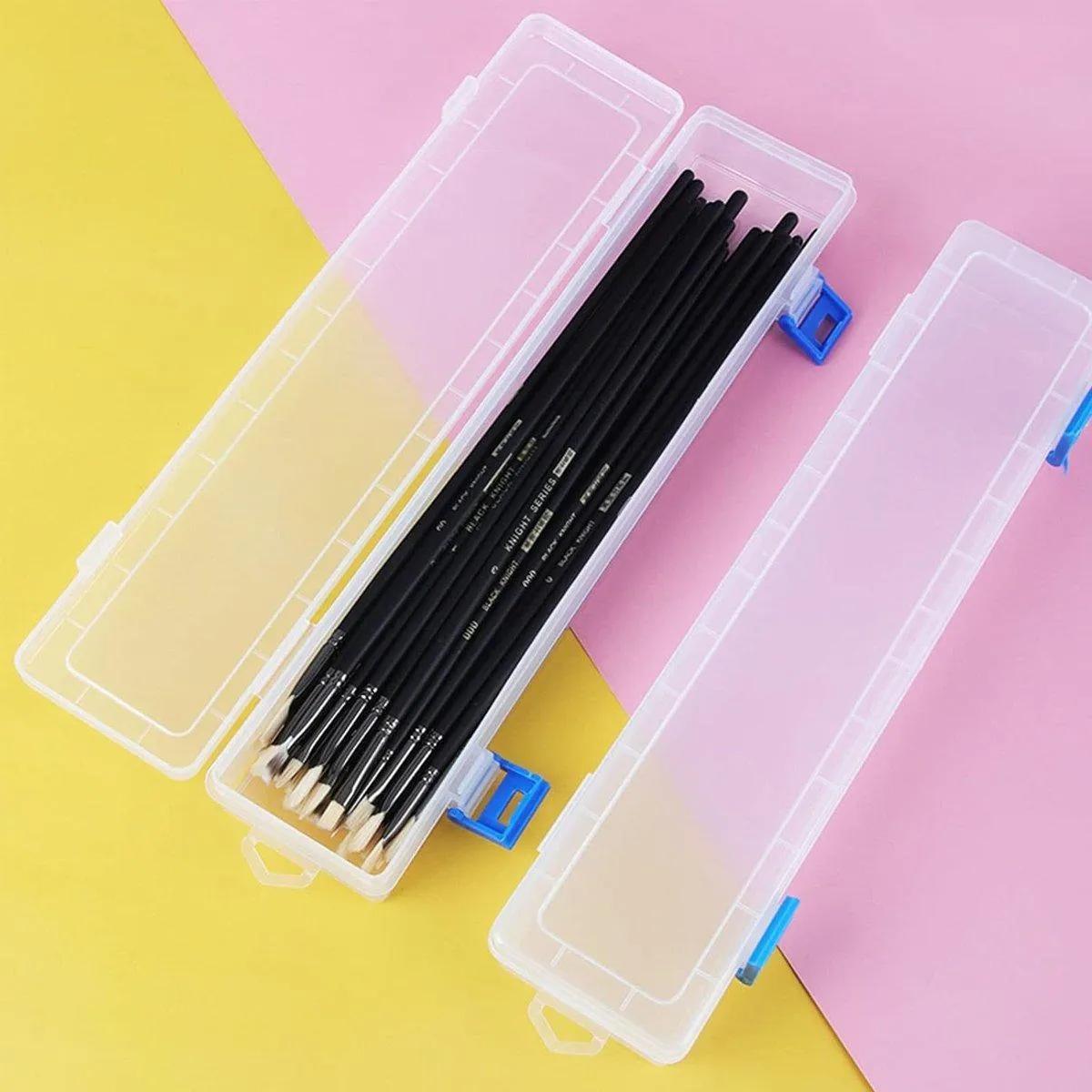 10PCS Clear Brush Storage Box for Gouache Watercolor Oil Painting Pen Holder Box