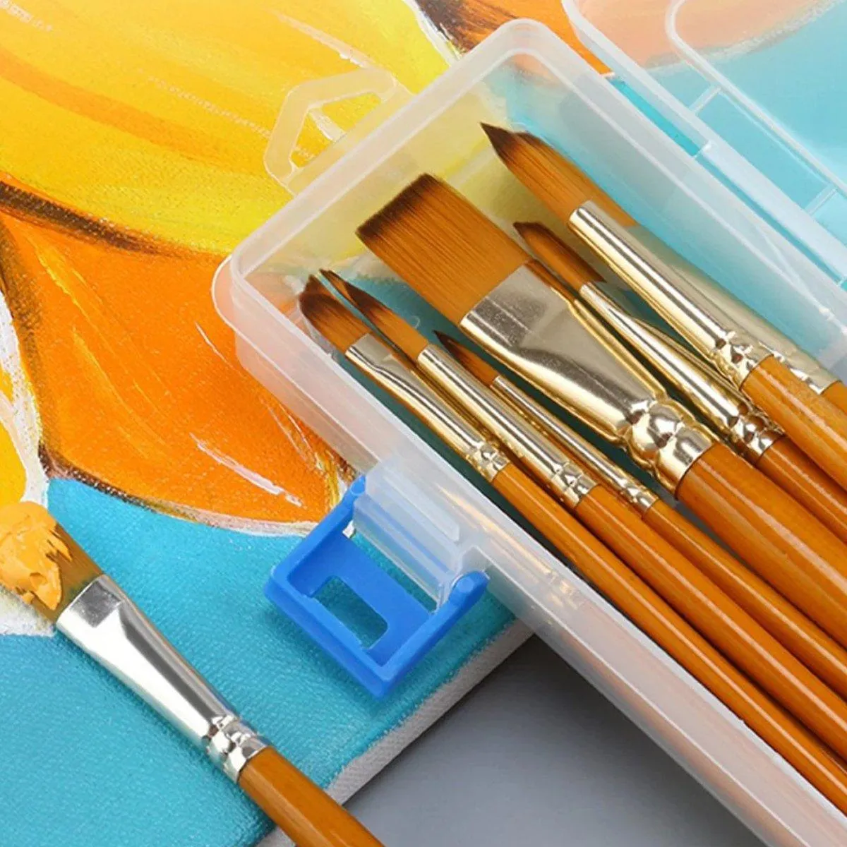 10PCS Clear Brush Storage Box for Gouache Watercolor Oil Painting Pen Holder Box
