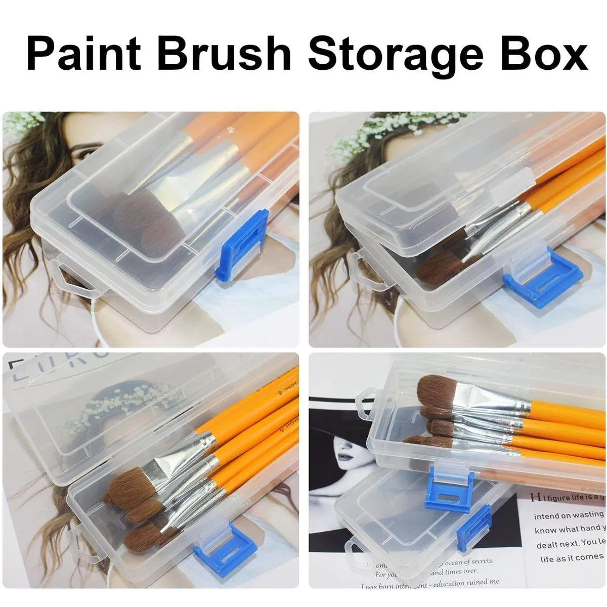 10PCS Clear Brush Storage Box for Gouache Watercolor Oil Painting Pen Holder Box