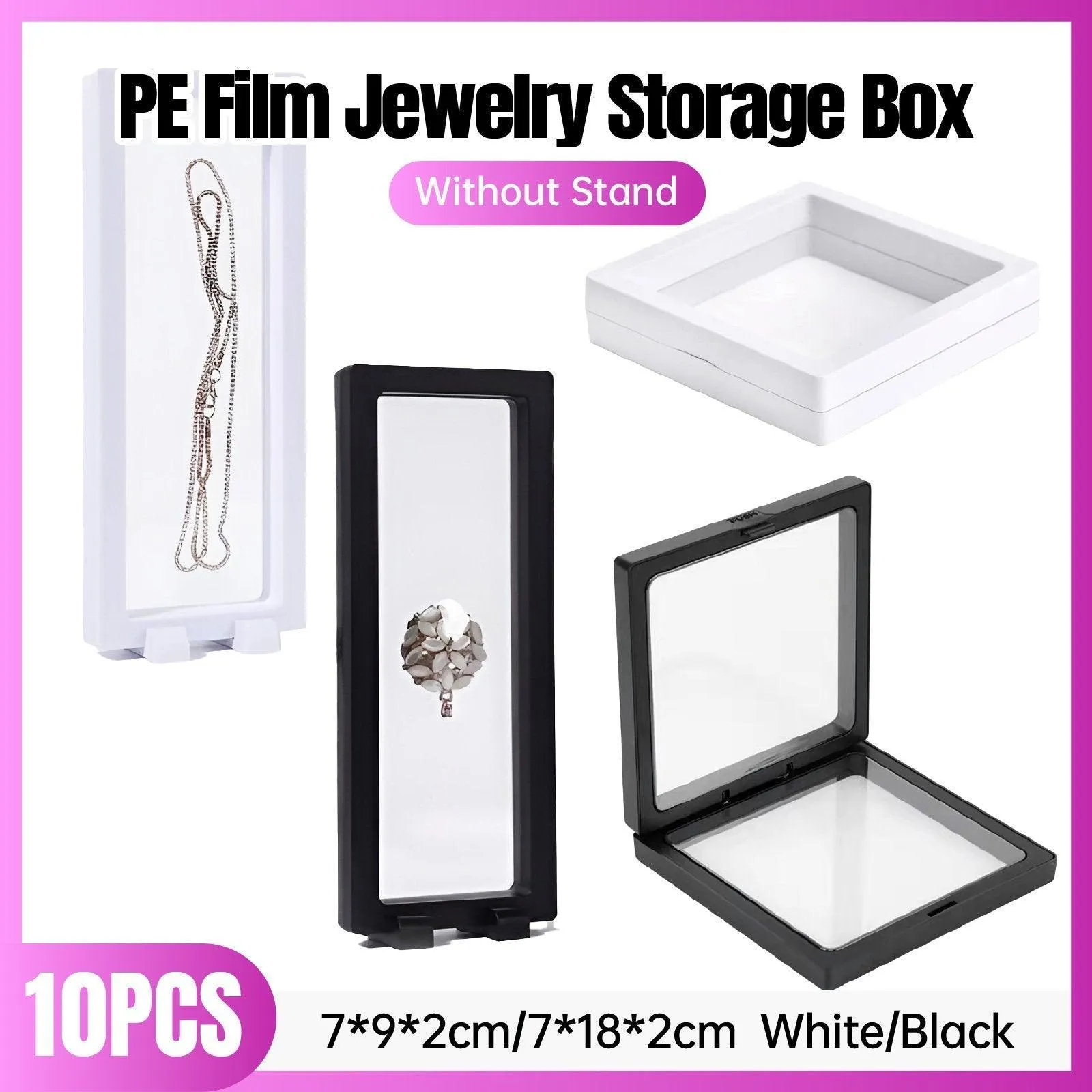 10pcs Transparent PE Film Display Box Jewelry Packaging Storage Box Container