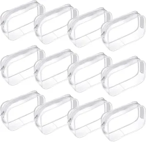 12 Pieces Clear Cosmetic Makeup Bags with Zipper PVC Zippered Clear Toiletry Carry Pouch Travel Size Plastic Waterproof Portable Transparent Organizer Case for Men and Women Traveling and Organizing