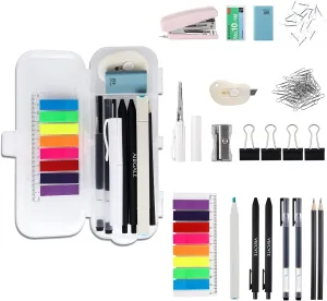 123 Pcs Office Supplies Kit with Desk Organizers, Office Stationery Set, Mini Office Supply Kit Includes Stapler, Paper Clips, Push Pins, Highlighters for Desktop Accessories Set, School Supplies