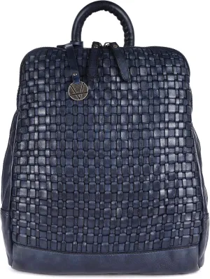 12.5 Inch Genuine Leather Backpack for Women and Men, Navy Leather Backpack with Adjustable Shoulder Strap