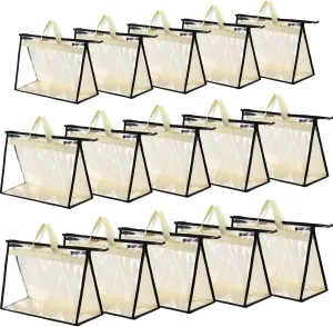 15 Packs Purse Storage Dust Bags for Handbags Clear Handbag Storage Purse Protector Bag Organizers for Handbags Cover Hanging Closet Organizer with Zipper and Handles, 3 Sizes