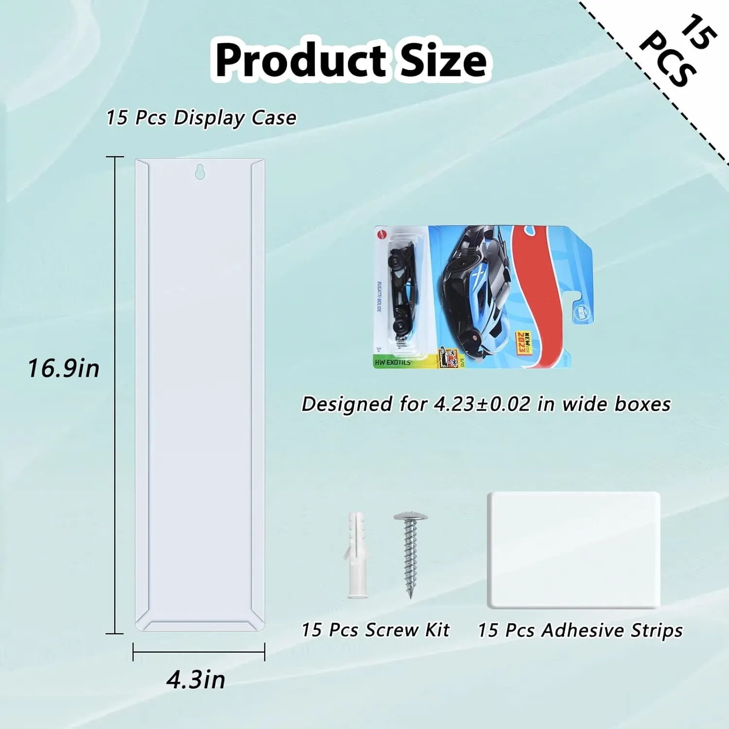 15 Pcs Model Car Display Case Wall Mount Compatible with Hot Wheels Matchbox Cars Packaged, Model Cars Storage Case for Hot Wheels Packaged Diecast Blister Toy Cars Wall Display Shelf Rack