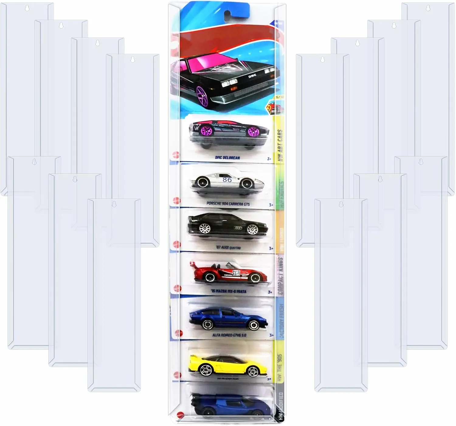 15 Pcs Model Car Display Case Wall Mount Compatible with Hot Wheels Matchbox Cars Packaged, Model Cars Storage Case for Hot Wheels Packaged Diecast Blister Toy Cars Wall Display Shelf Rack