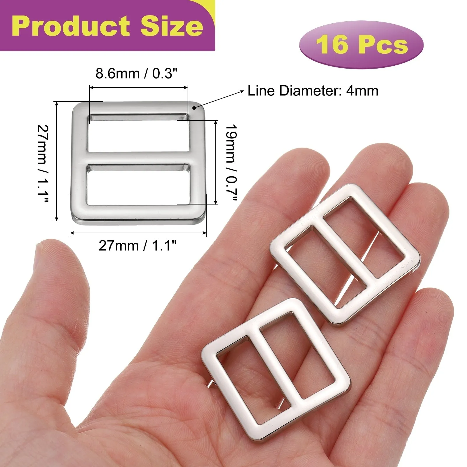 16Pack Slide Buckle Tri-Glide Slides Adjuster Strap Slider