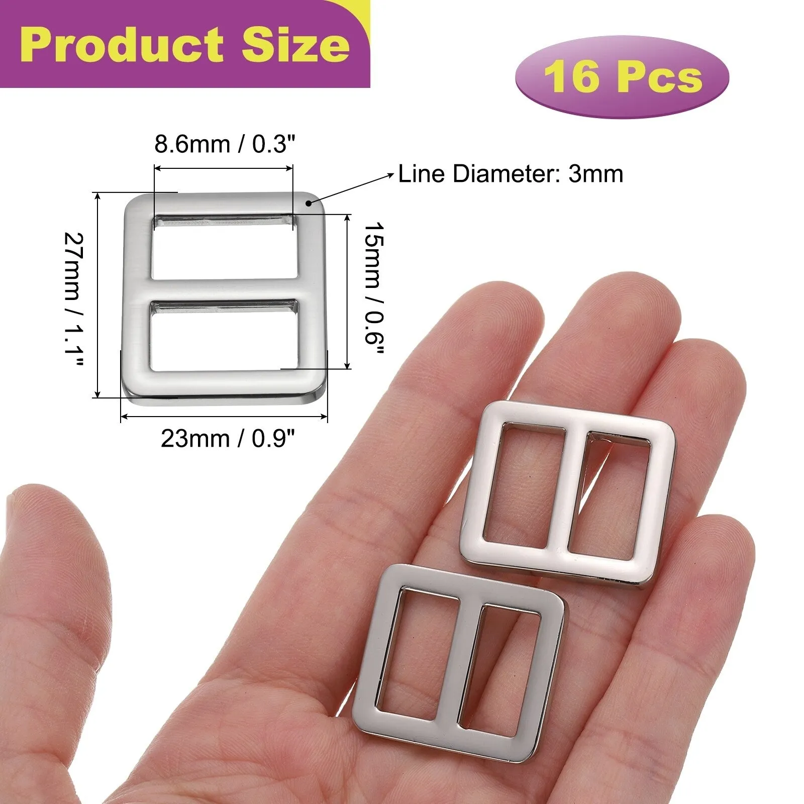 16Pack Slide Buckle Tri-Glide Slides Adjuster Strap Slider