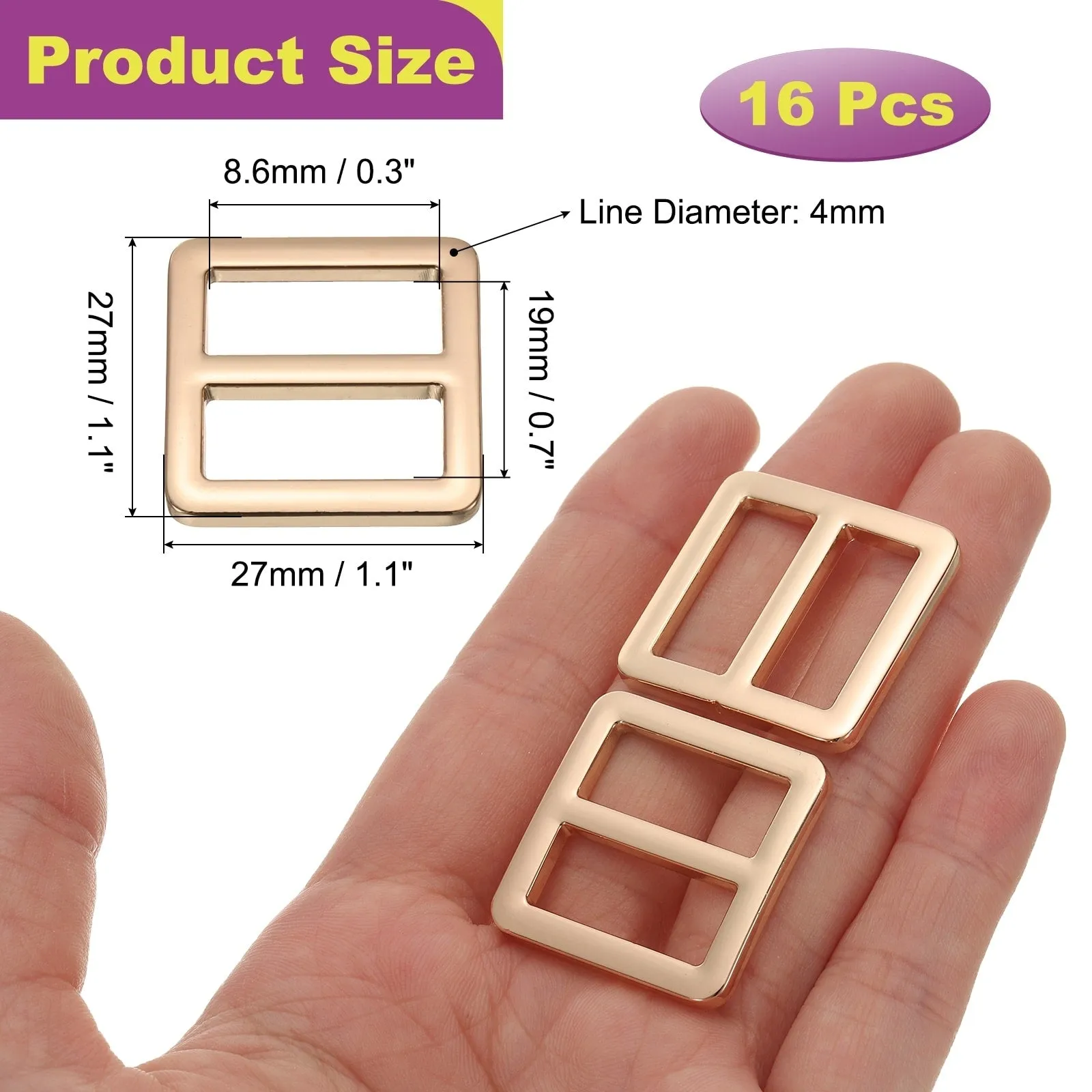 16Pack Slide Buckle Tri-Glide Slides Adjuster Strap Slider