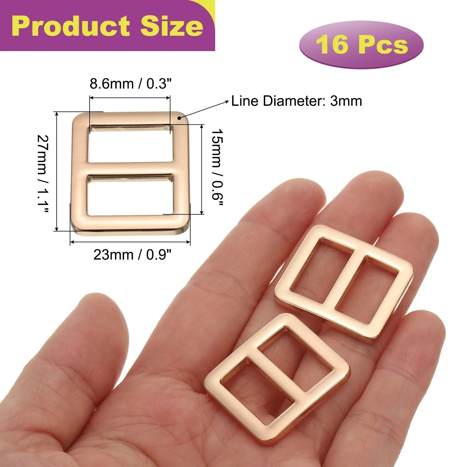 16Pack Slide Buckle Tri-Glide Slides Adjuster Strap Slider