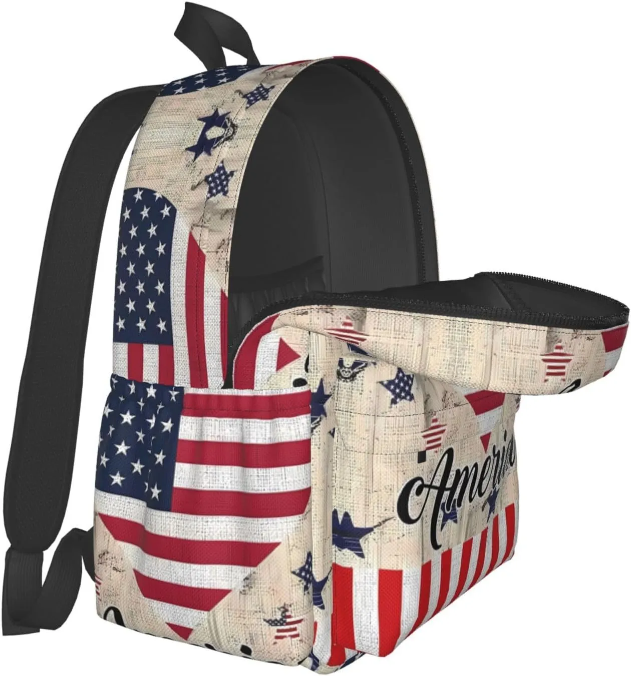 1776 American Independence Day American Flag Loves Heart God Bless Casual Backpacks Large Travel Backpack Laptop Rucksack Sports Daypack Adjustable Strap Bag for Camping Hiking