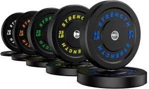 2-Inch Bumper Plates,High Bounce Olympic Weight Plates Set,Natural Rubber Barbell Weight Set for Home Gym,Strength Training Weights Plates for Weight Lifting