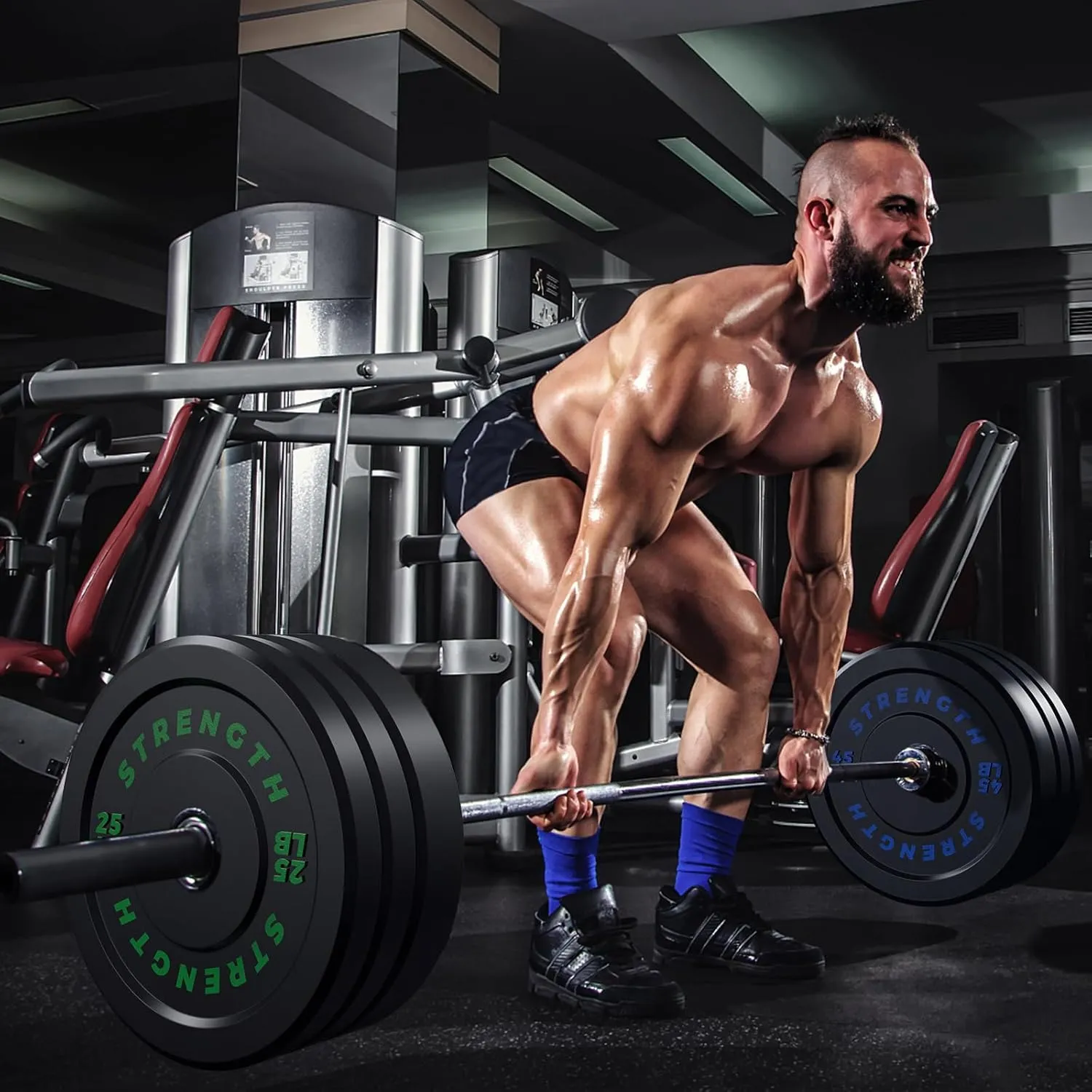 2-Inch Bumper Plates,High Bounce Olympic Weight Plates Set,Natural Rubber Barbell Weight Set for Home Gym,Strength Training Weights Plates for Weight Lifting