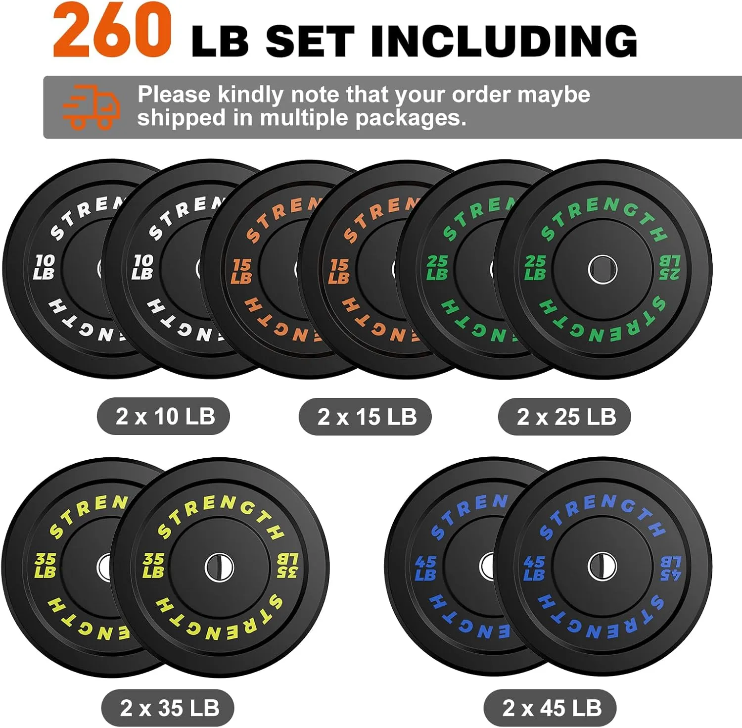 2-Inch Bumper Plates,High Bounce Olympic Weight Plates Set,Natural Rubber Barbell Weight Set for Home Gym,Strength Training Weights Plates for Weight Lifting