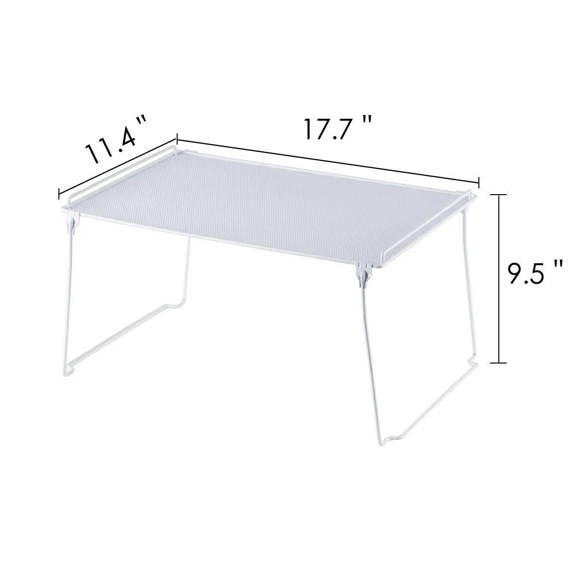 2 Pack- Stackable Kitchen Cabinet and Counter Shelf Organizer, Spice Jars Bottle Standing Shelf Holder Rack, Wire Metal Cupboard, Food Pantry Shelf Organizer, White