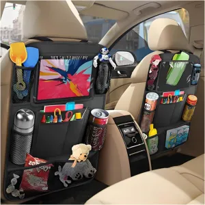 2 PCS Car Backseat Organizer, Heavy Duty Seat Back Storage Bag with Touch Screen Tablet Holder, Waterproof Kick Mats Back Seat Protector for Kids Toddlers, Car Accessories (Normal)