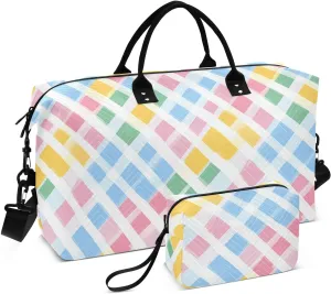 2-Piece Travel Organizer Set - Wave Quilted Expandable Duffel Bag with Detachable Toiletry Pouch, TSA-Compliant Carry-On for Gym/Camping/Airplane, Chevron Pattern (2)
