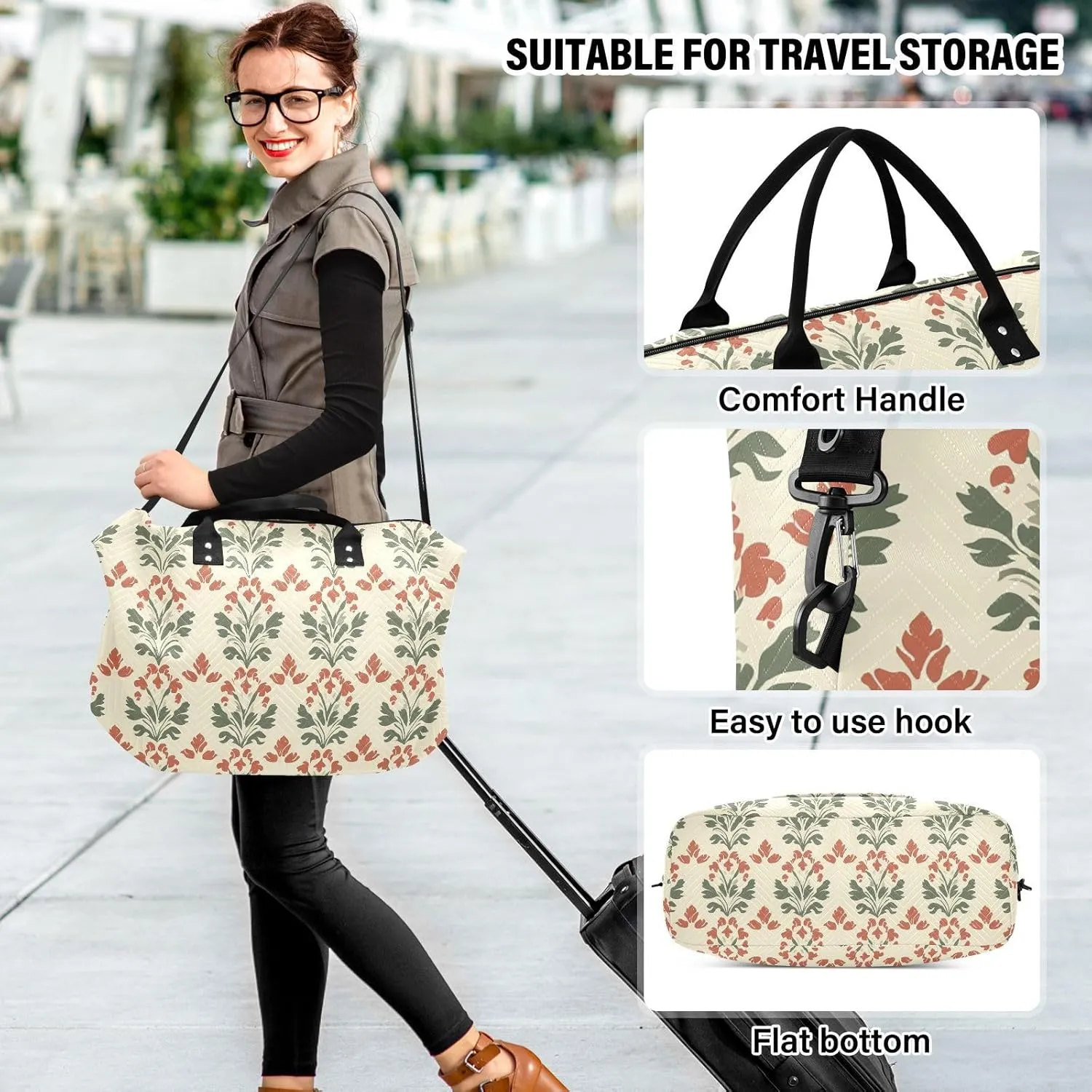 2-Piece Travel Organizer Set - Wave Quilted Expandable Duffel Bag with Detachable Toiletry Pouch, TSA-Compliant Carry-On for Gym/Camping/Airplane, Coconut Pattern (2)