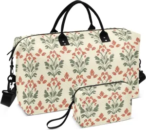 2-Piece Travel Organizer Set - Wave Quilted Expandable Duffel Bag with Detachable Toiletry Pouch, TSA-Compliant Carry-On for Gym/Camping/Airplane, Coconut Pattern (2)