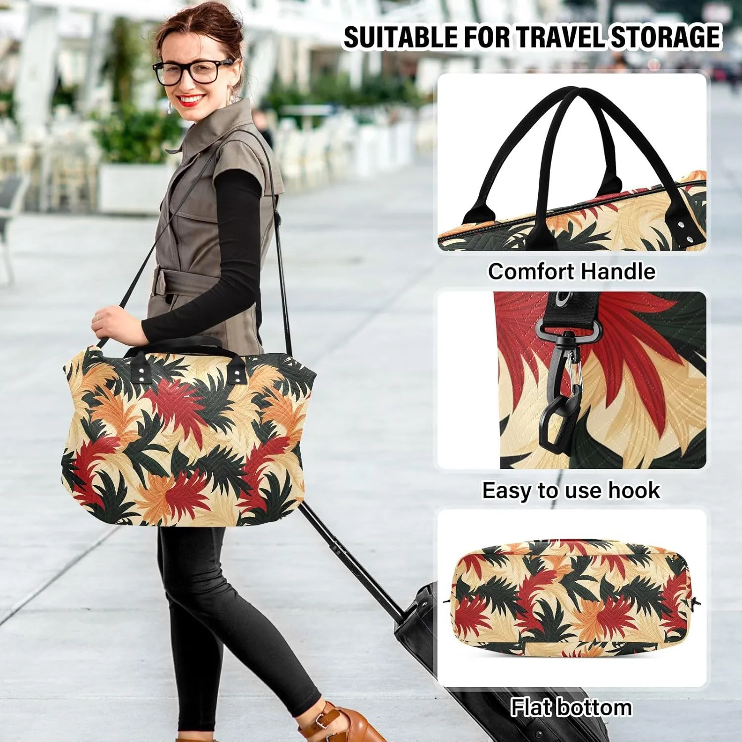 2-Piece Travel Organizer Set - Wave Quilted Expandable Duffel Bag with Detachable Toiletry Pouch, TSA-Compliant Carry-On for Gym/Camping/Airplane, Coconut Pattern (5)