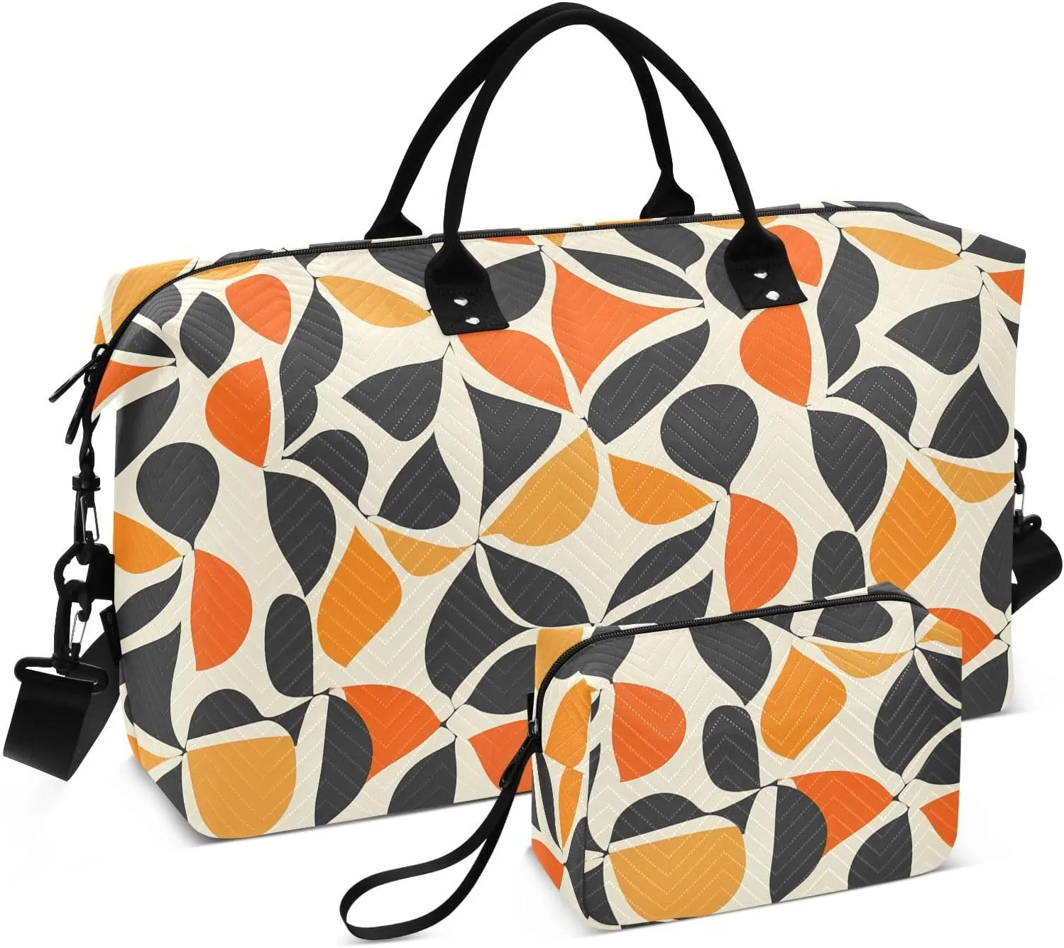 2-Piece Travel Organizer Set - Wave Quilted Expandable Duffel Bag with Detachable Toiletry Pouch, TSA-Compliant Carry-On for Gym/Camping/Airplane, Color Block (3)