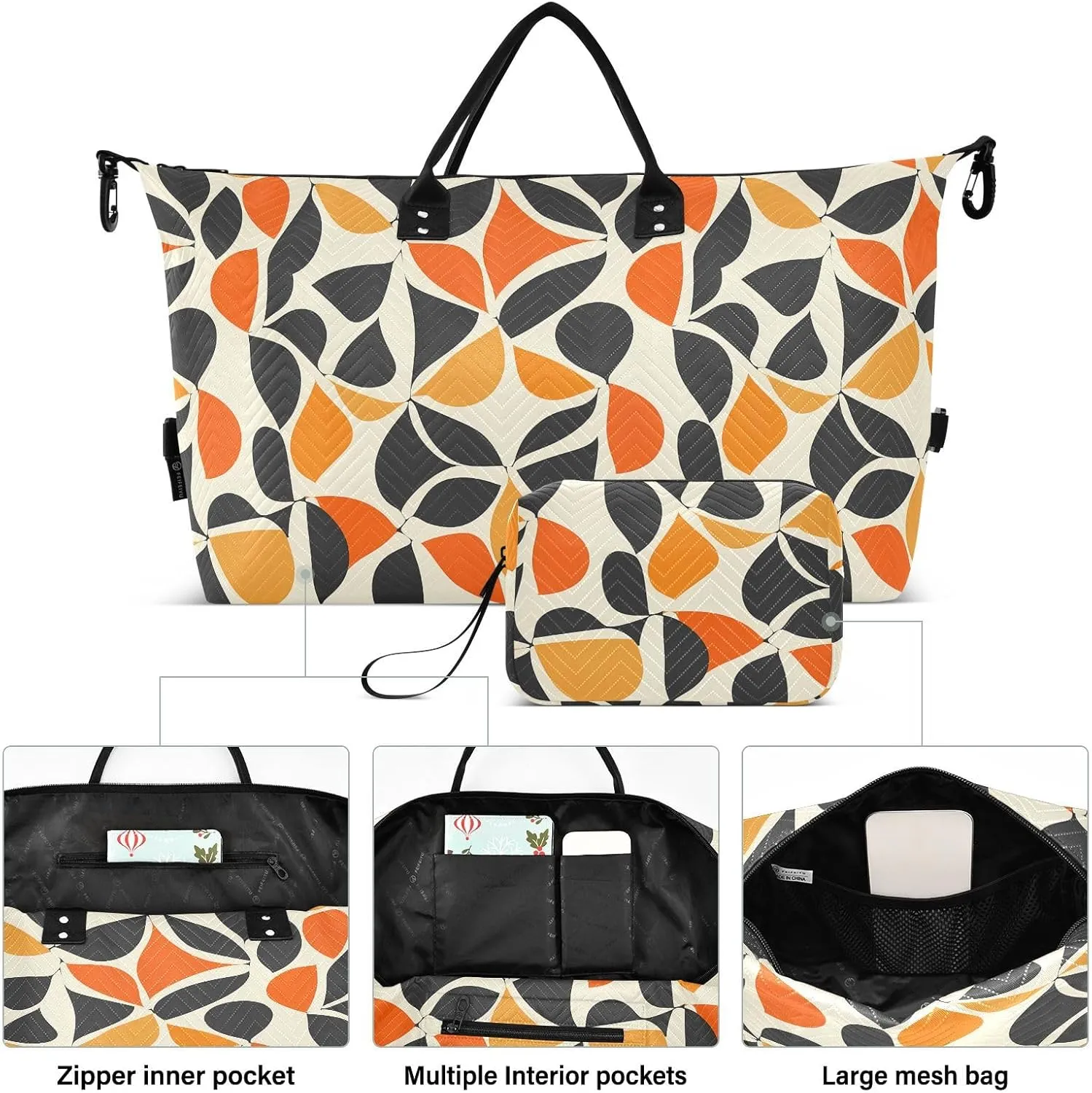 2-Piece Travel Organizer Set - Wave Quilted Expandable Duffel Bag with Detachable Toiletry Pouch, TSA-Compliant Carry-On for Gym/Camping/Airplane, Color Block (3)