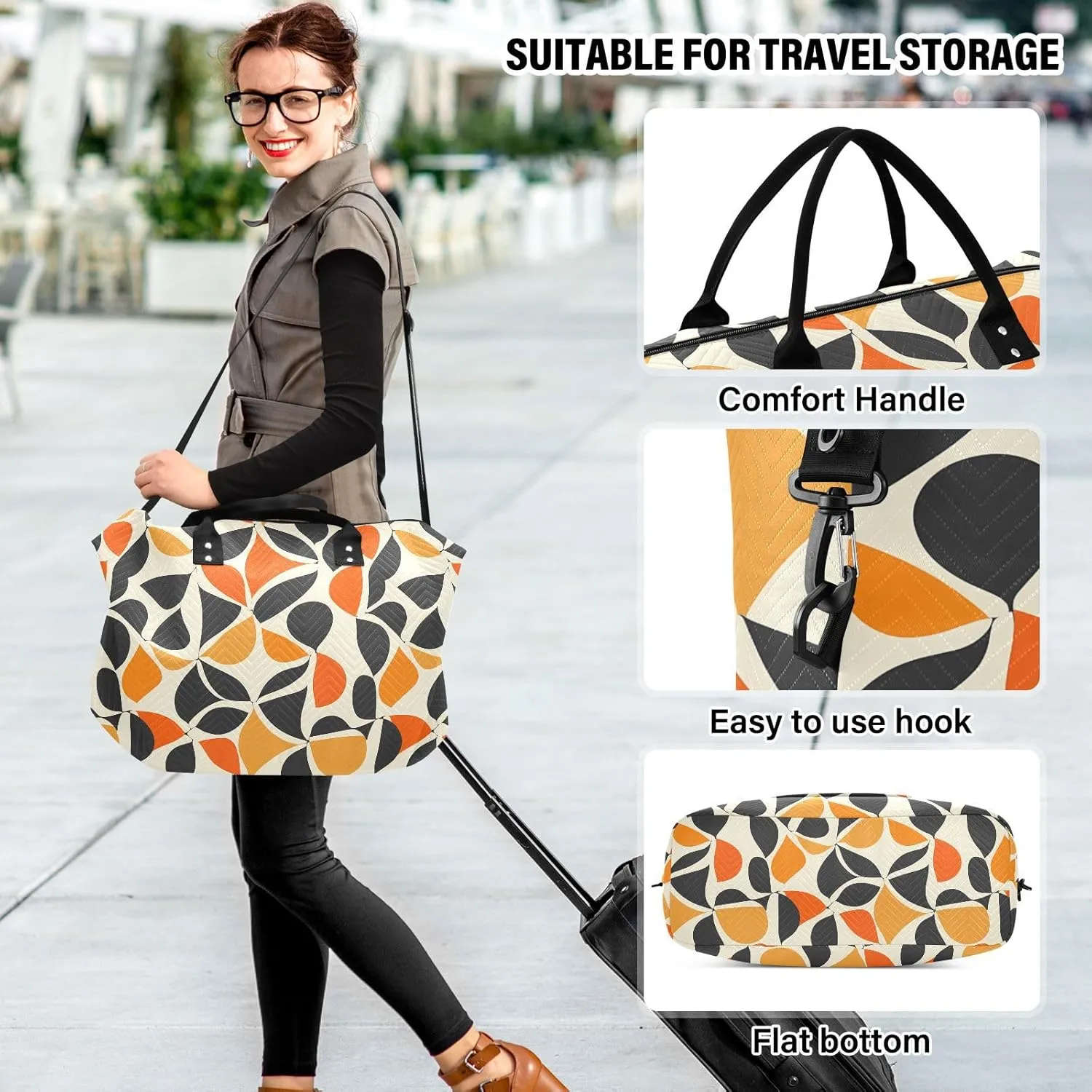 2-Piece Travel Organizer Set - Wave Quilted Expandable Duffel Bag with Detachable Toiletry Pouch, TSA-Compliant Carry-On for Gym/Camping/Airplane, Color Block (3)