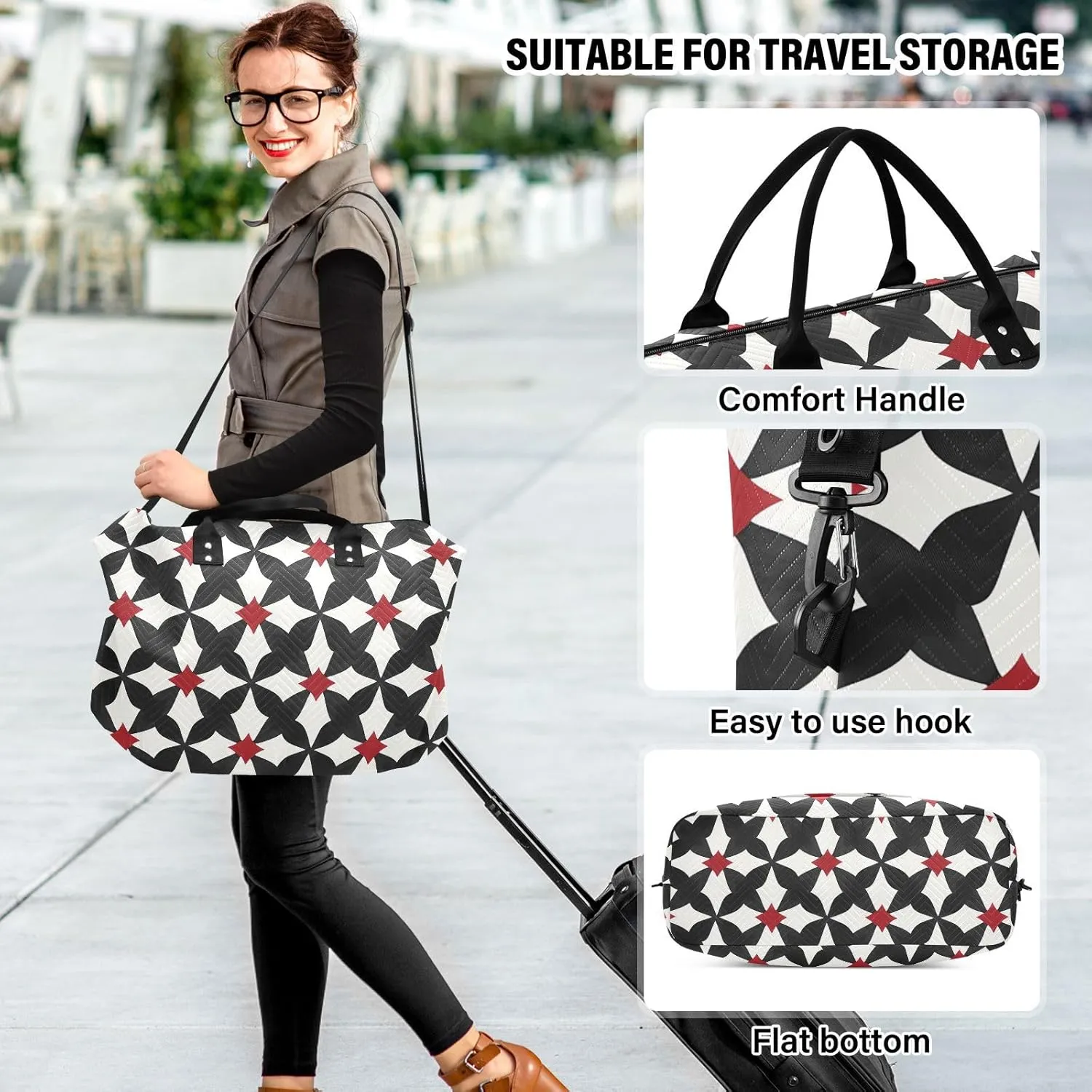 2-Piece Travel Organizer Set - Wave Quilted Expandable Duffel Bag with Detachable Toiletry Pouch, TSA-Compliant Carry-On for Gym/Camping/Airplane, Cross Symbol (2)