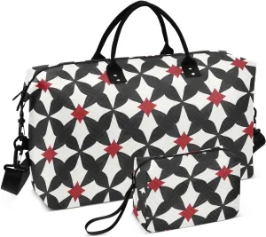 2-Piece Travel Organizer Set - Wave Quilted Expandable Duffel Bag with Detachable Toiletry Pouch, TSA-Compliant Carry-On for Gym/Camping/Airplane, Cross Symbol (2)