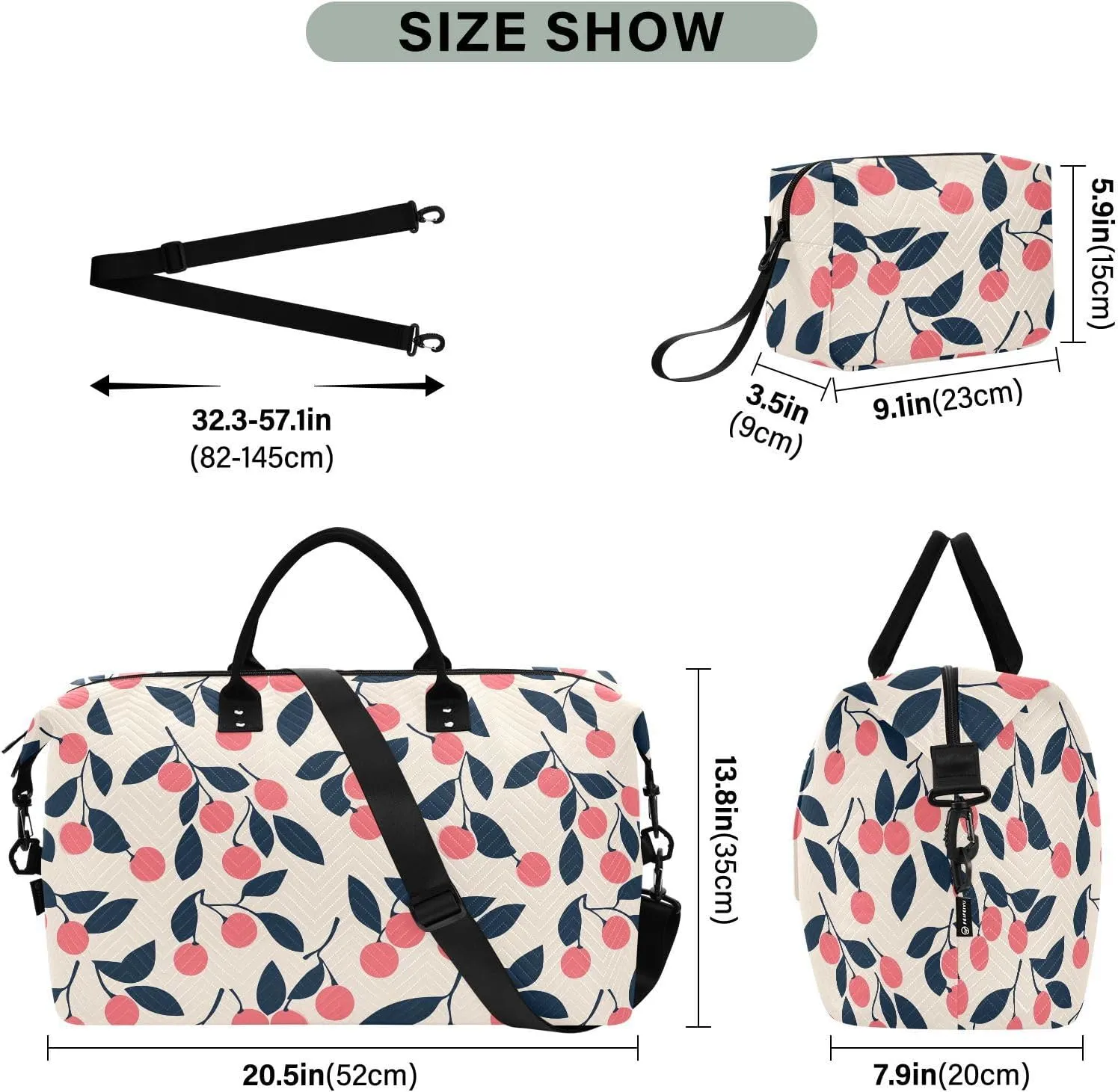2-Piece Travel Organizer Set - Wave Quilted Expandable Duffel Bag with Detachable Toiletry Pouch, TSA-Compliant Carry-On for Gym/Camping/Airplane, Sweet Juice (12)
