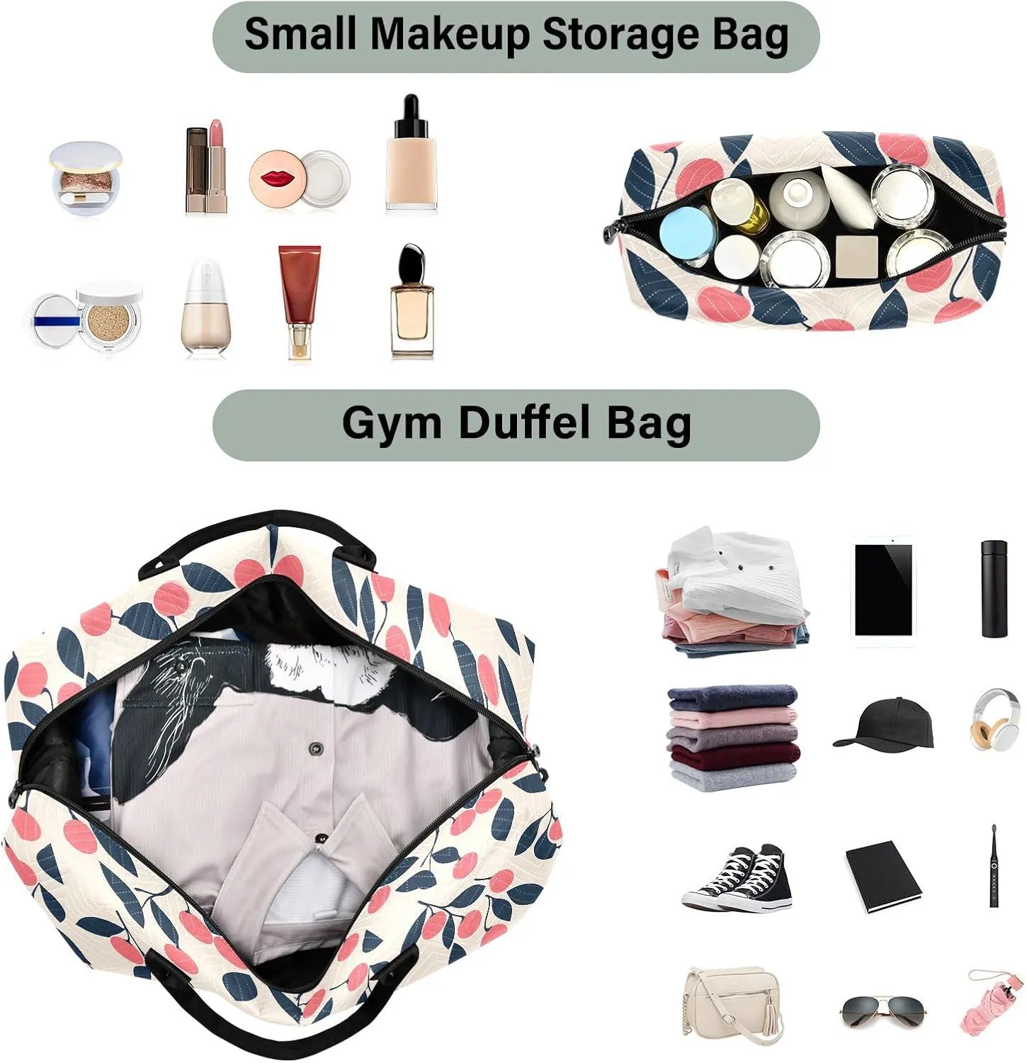 2-Piece Travel Organizer Set - Wave Quilted Expandable Duffel Bag with Detachable Toiletry Pouch, TSA-Compliant Carry-On for Gym/Camping/Airplane, Sweet Juice (12)