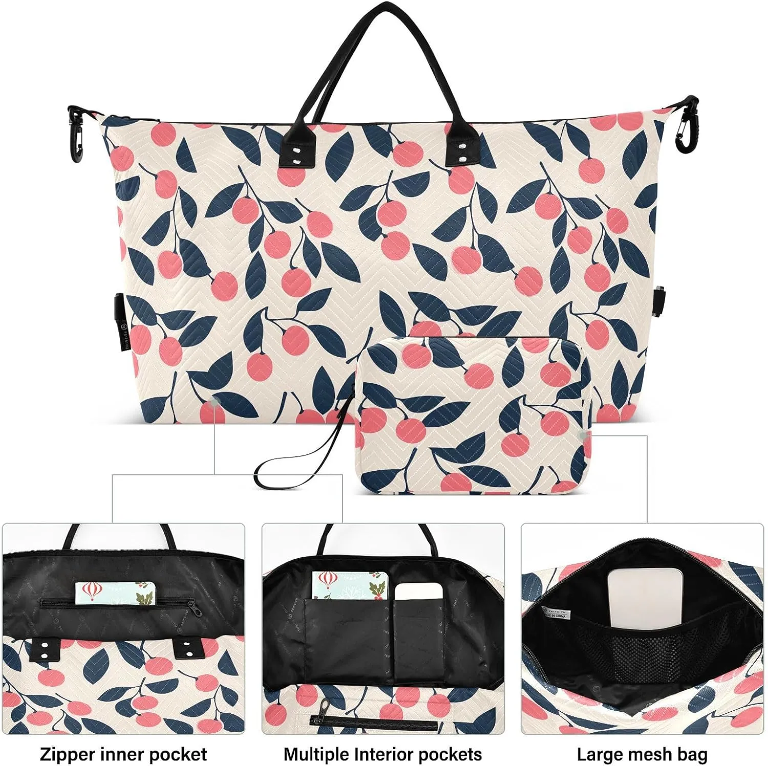 2-Piece Travel Organizer Set - Wave Quilted Expandable Duffel Bag with Detachable Toiletry Pouch, TSA-Compliant Carry-On for Gym/Camping/Airplane, Sweet Juice (12)