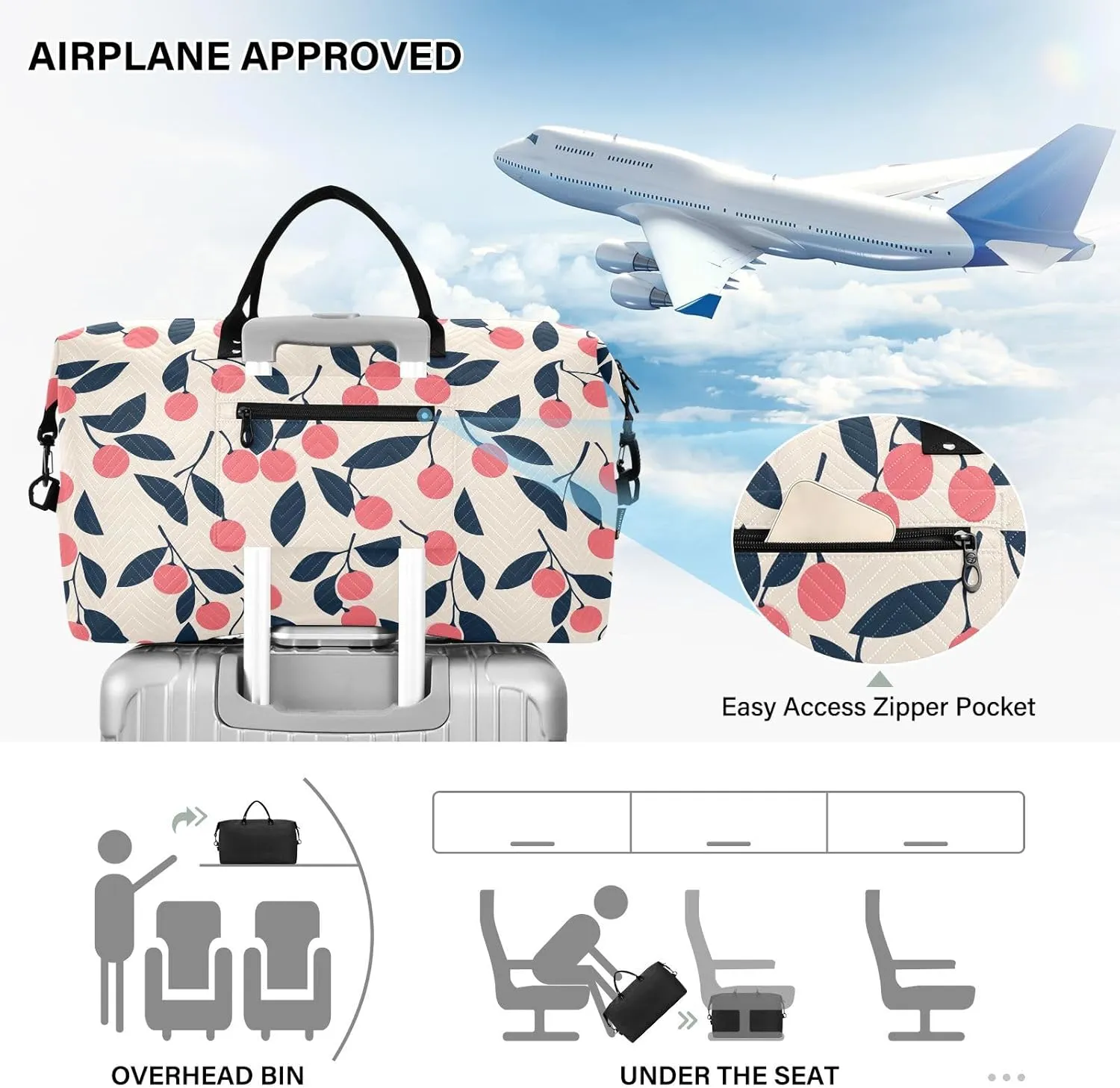 2-Piece Travel Organizer Set - Wave Quilted Expandable Duffel Bag with Detachable Toiletry Pouch, TSA-Compliant Carry-On for Gym/Camping/Airplane, Sweet Juice (12)