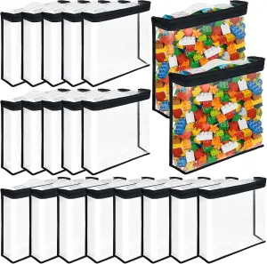 20 Pack Clear Toy Storage Bags PVC Organizing Bags with Zippered, Toy Storage Organizer with Portable Handheld，Waterproof Toy Bags for Board Games Clay, Building Blocks, Toys，Books