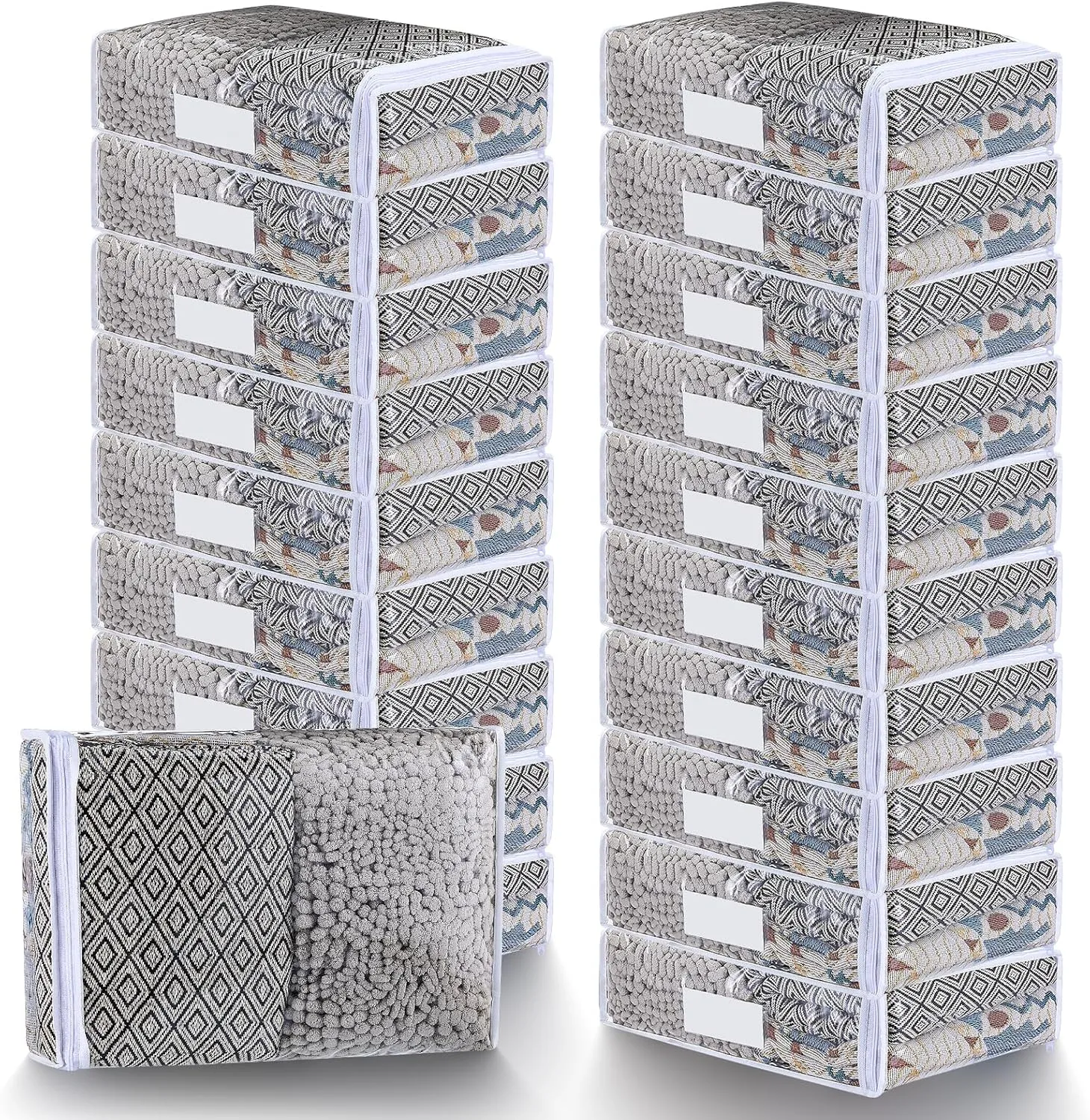 20 Packs 15x11x4" Clear Vinyl Zippered Storage Bags PVC Plastic Storage Bags Sweater Storage Bags with Zipper for Home Blankets Clothes Sheet Sweater Fabrics Cosmetics Christmas Decoration Organizer