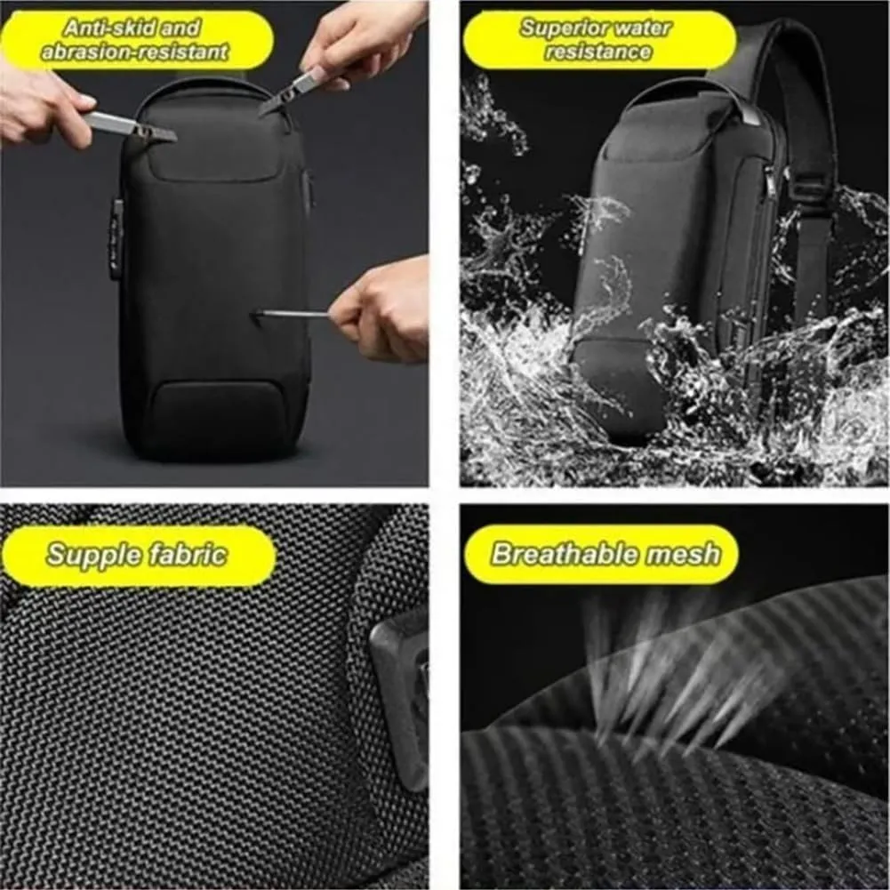 2025 fashion new Carbon Fiber Streamline Anti-Theft Sling Bag, USB Charging Sport Shoulder Backpack (Black)