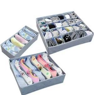3 Pieces Bamboo Charcoal Fibre Bag Organizer Clothing Storage Box Organizer For Bra Clothes Case Underwear Container Organizador